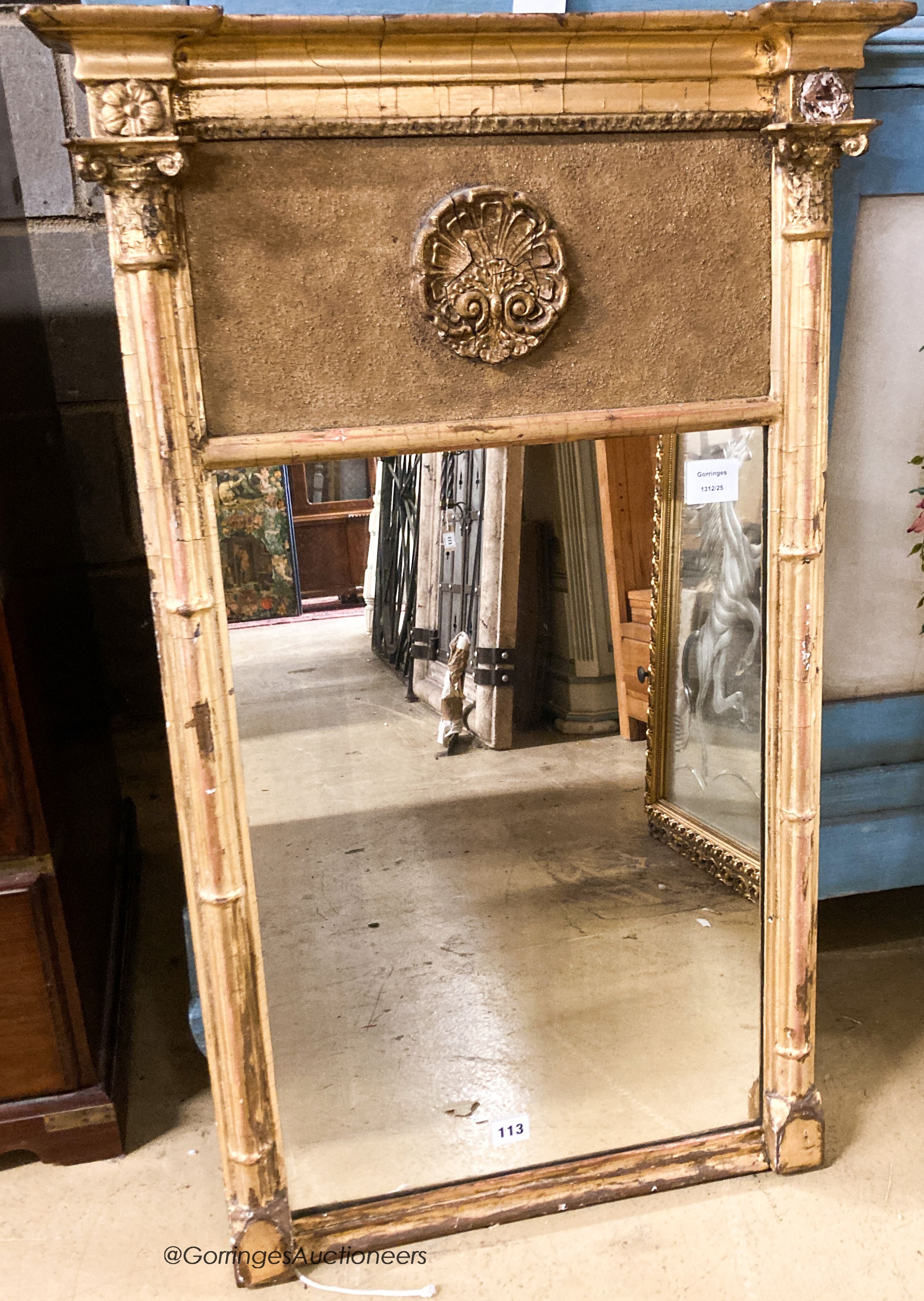 A Regency giltwood and gesso pier glass, width 55cm, height 92cm